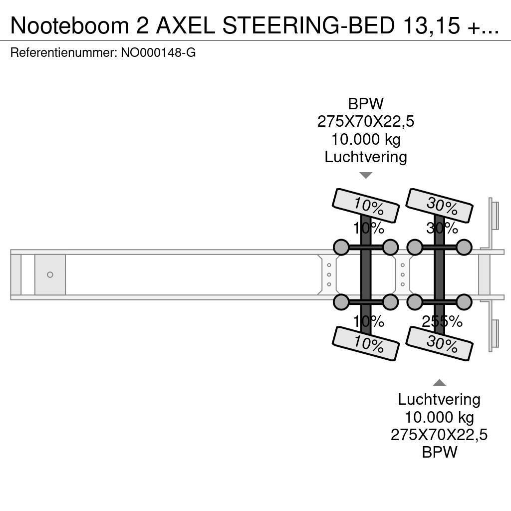 Nooteboom 2 AXEL STEERING-BED 13,15 + 7,95 METER Flatbed/Dropside semi-trailers
