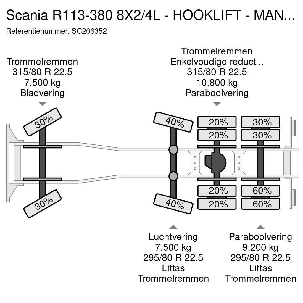 Scania R113-380 8X2/4L - HOOKLIFT - MANUAL GEARBOX Hook lift trucks