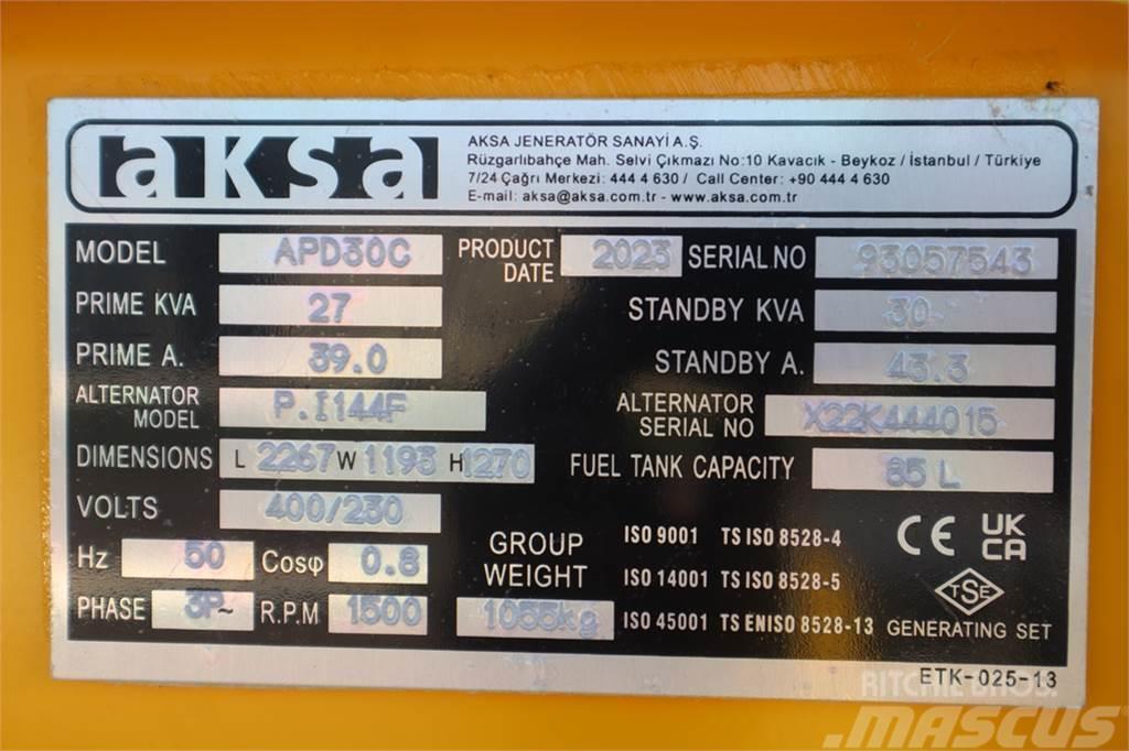 AKSA APD30C Valid inspection, *Guarantee! Diesel, 30 kV Diesel Generators