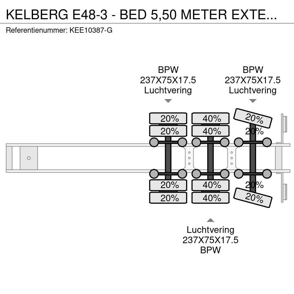 Kel-Berg E48-3 - BED 5,50 METER EXTENDABLE + HYDRAULIC RAMP Low loader-semi-trailers