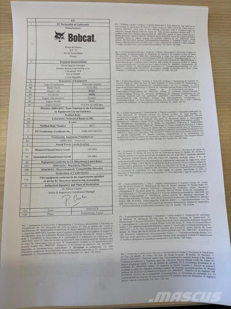 Bobcat TL35.70X Telehandlers for agriculture