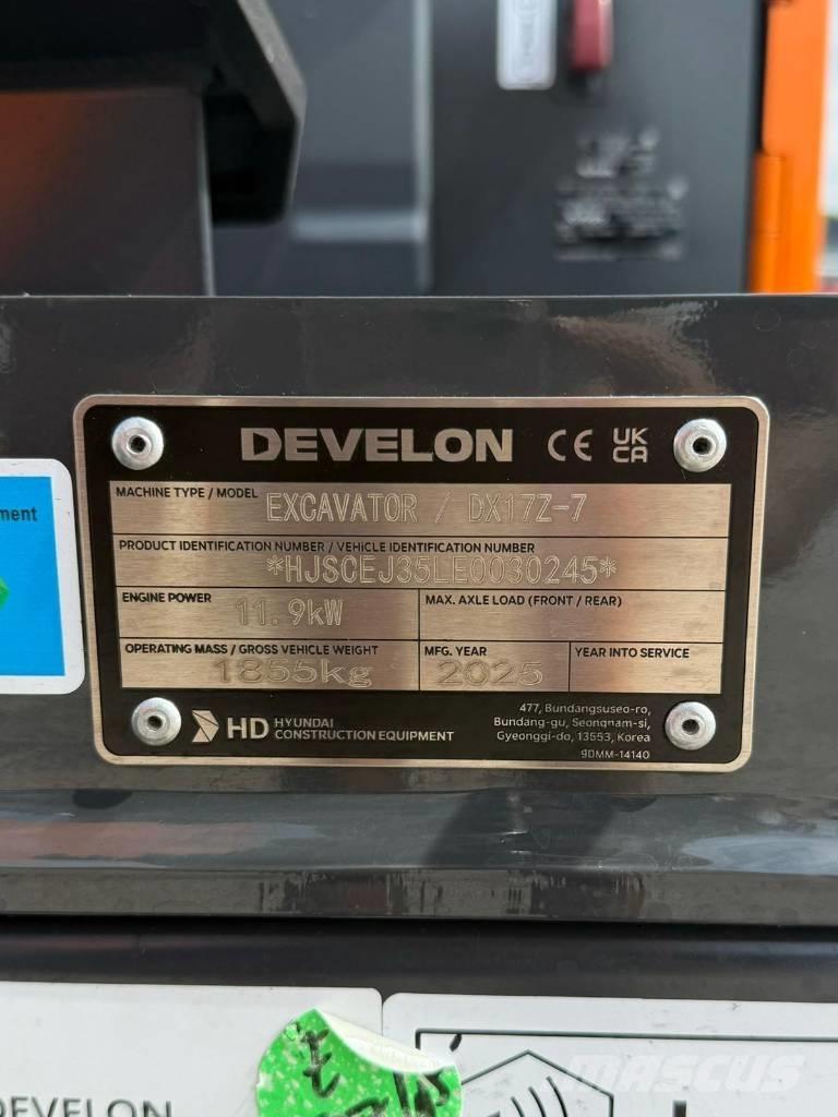 Develon DX 17 Z-7 Mini excavators < 7t (Mini diggers)