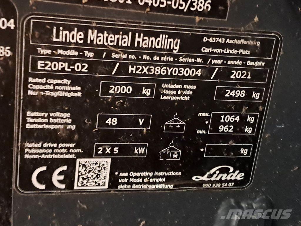 Linde E20PL-02 Electric forklift trucks