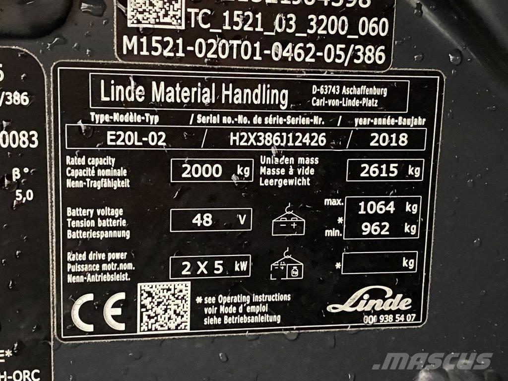 Linde E20L-02 Electric forklift trucks