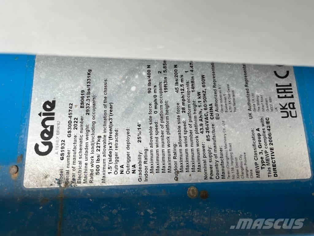Genie GS 1930E-Drive Scissor lifts