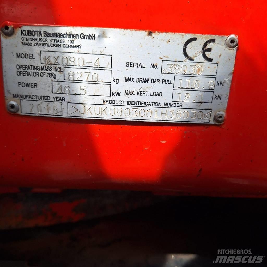 Kubota KX080-4 Midi excavators  7t - 12t
