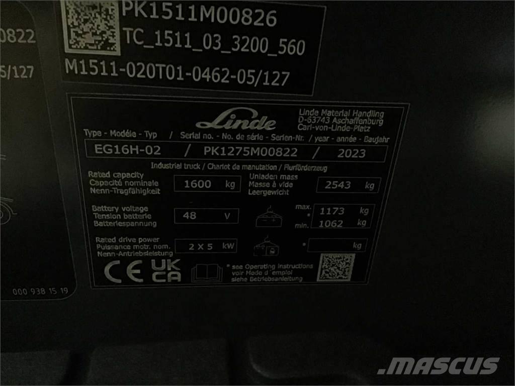 Linde EG16H Electric forklift trucks