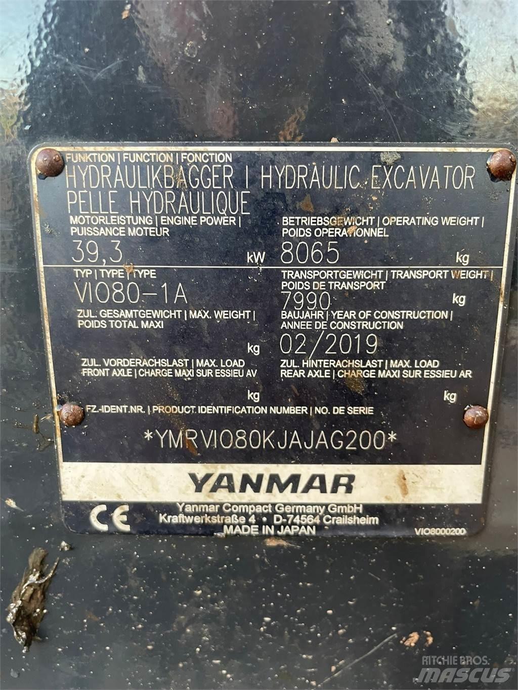 Yanmar Vio 80-1A Mini excavators < 7t (Mini diggers)