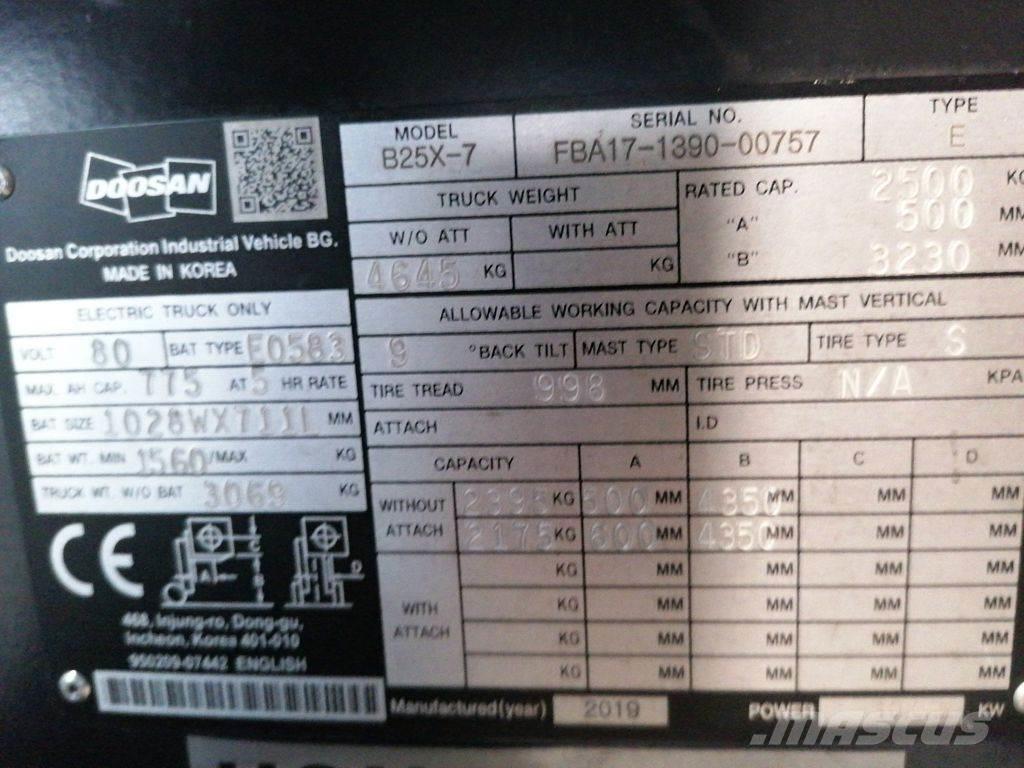 Doosan B25X-7 Electric forklift trucks