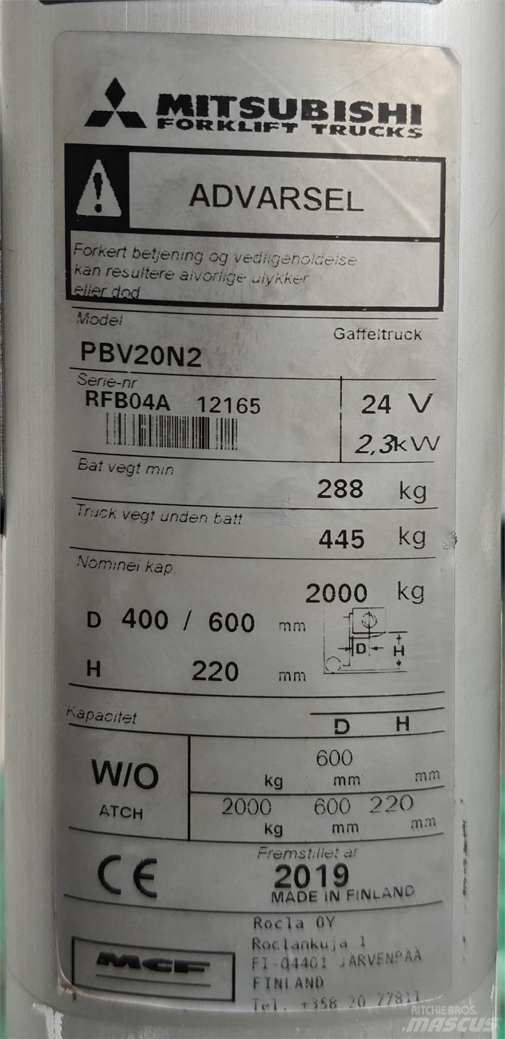 Mitsubishi PBV20N2 Forklift trucks - others