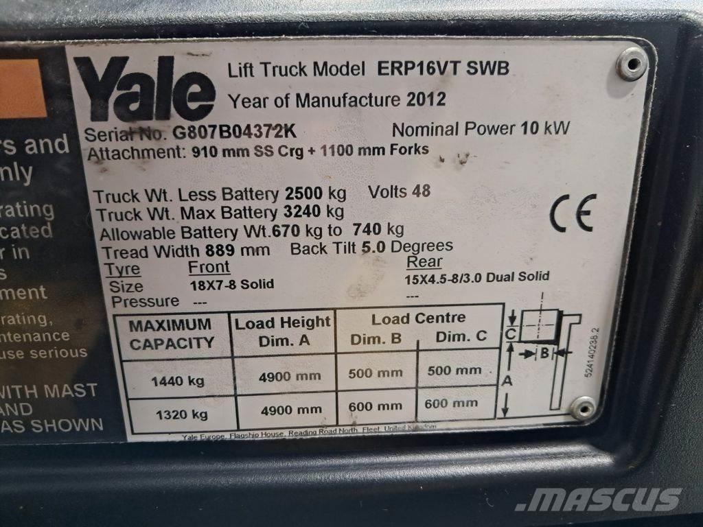 Yale ERP16VT SWB Electric forklift trucks