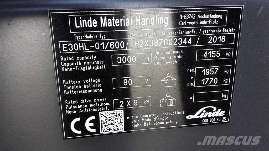Linde E30/600HL Electric forklift trucks