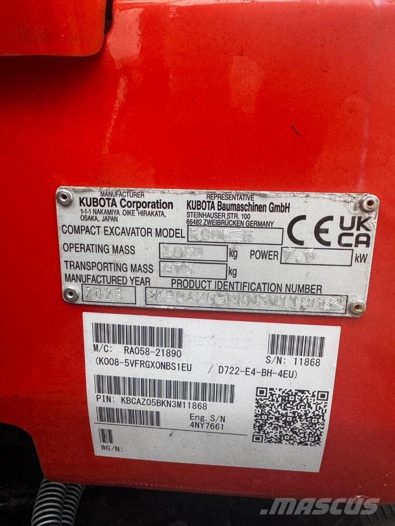 Kubota K008-5 Mini excavators < 7t (Mini diggers)