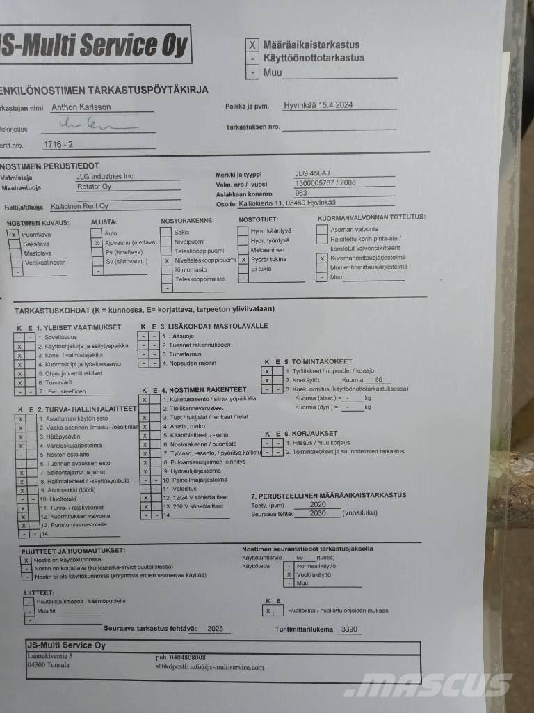 JLG 450 AJ Articulated boom lifts
