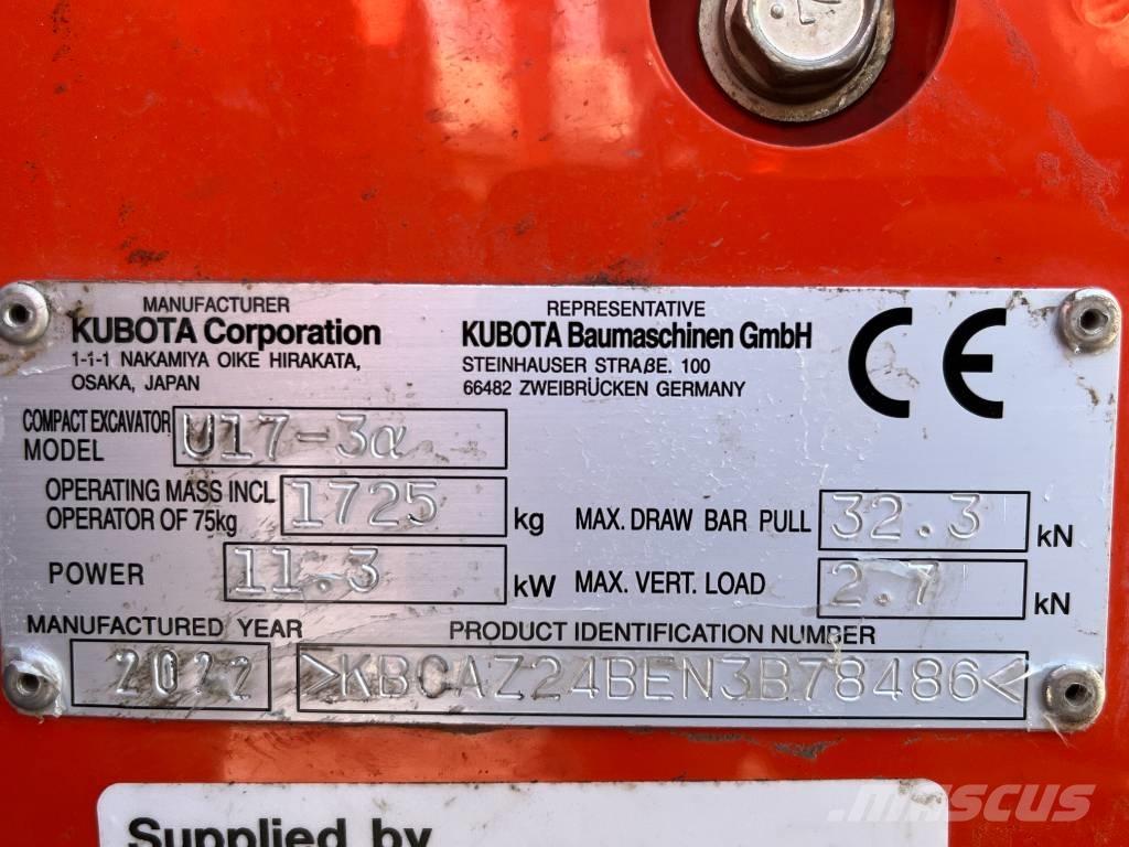Kubota U 17-3 Mini excavators < 7t (Mini diggers)