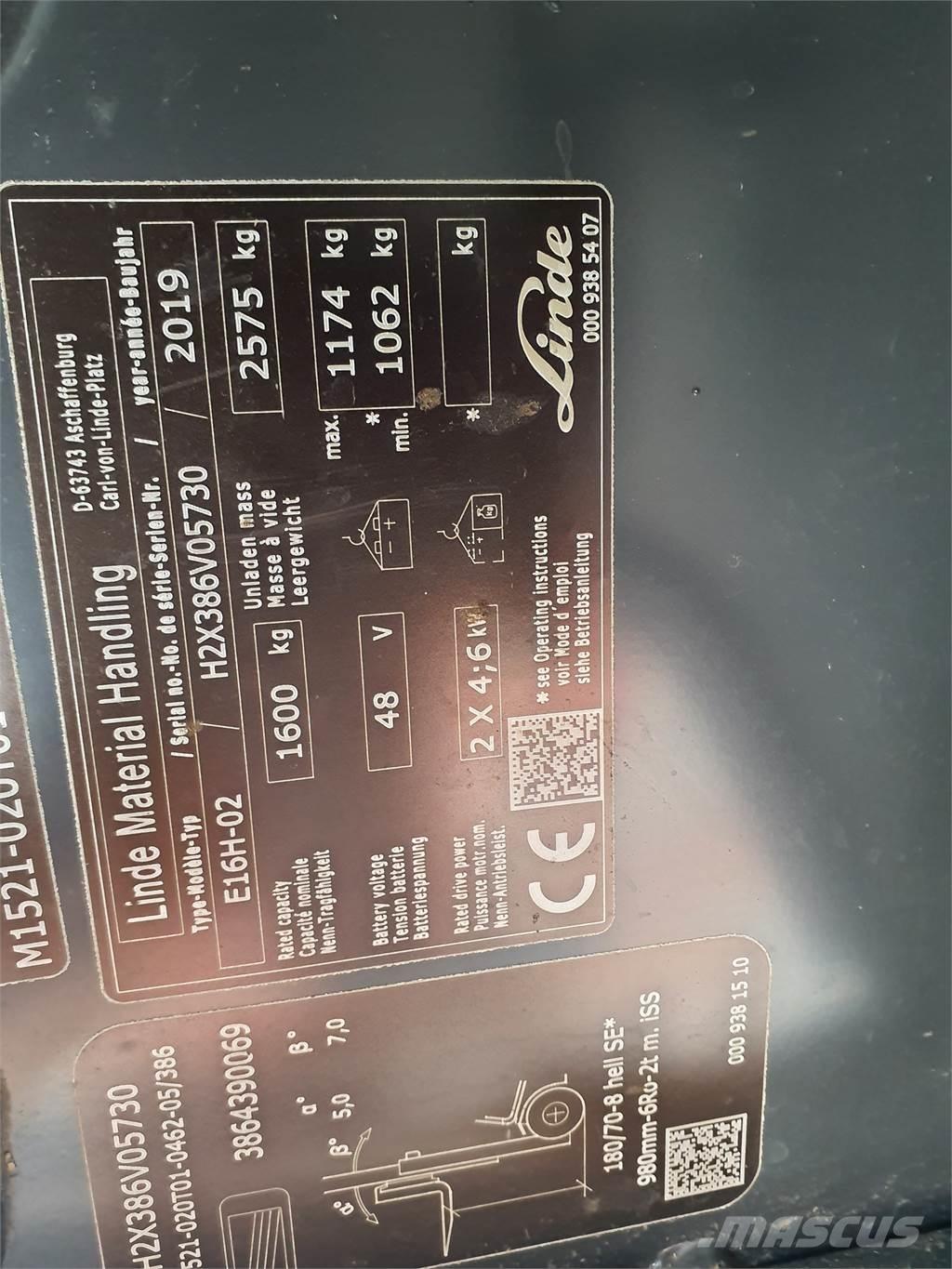 Linde E16 Electric forklift trucks