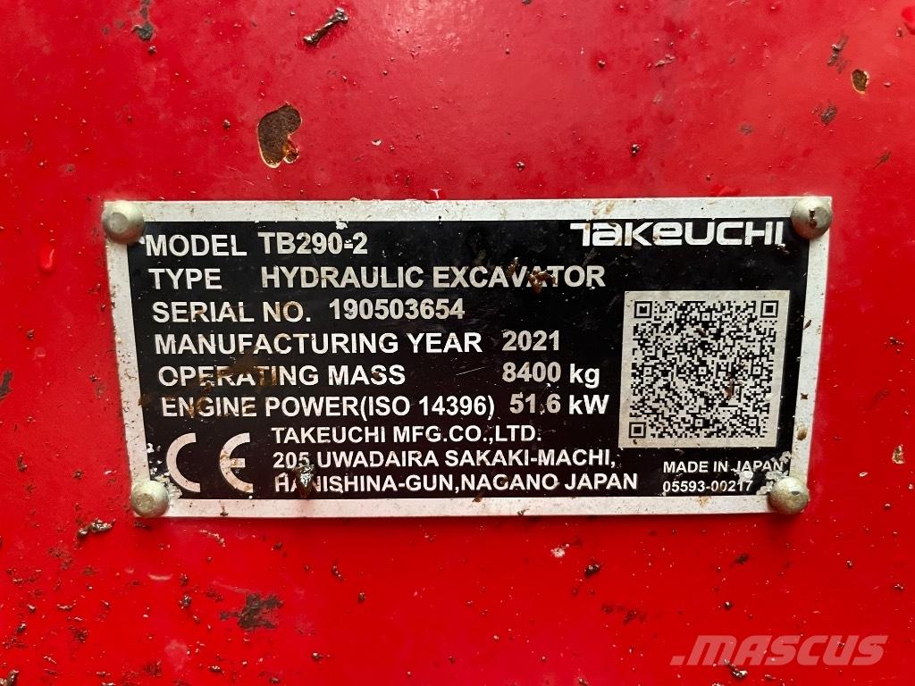 Takeuchi TB 290 Midi excavators  7t - 12t