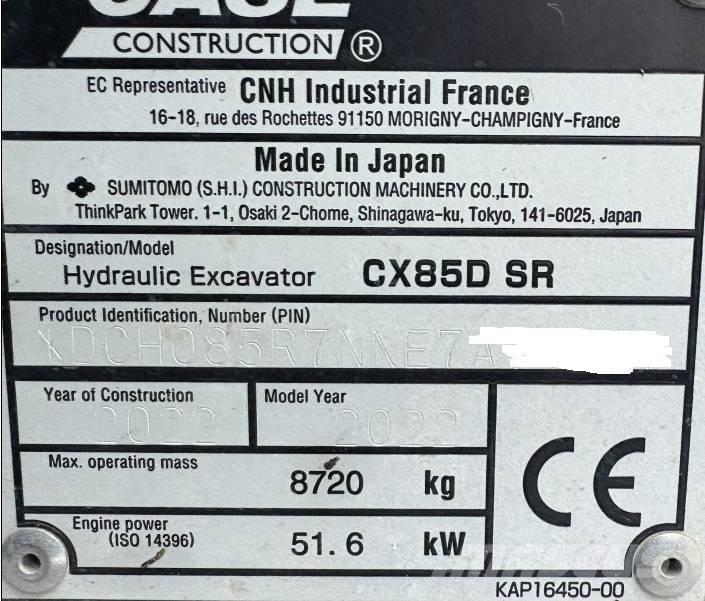 CASE CX 85 D SR Midi excavators  7t - 12t