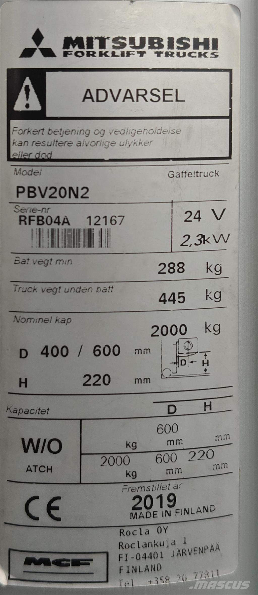 Mitsubishi PBV20N2 Platform truck