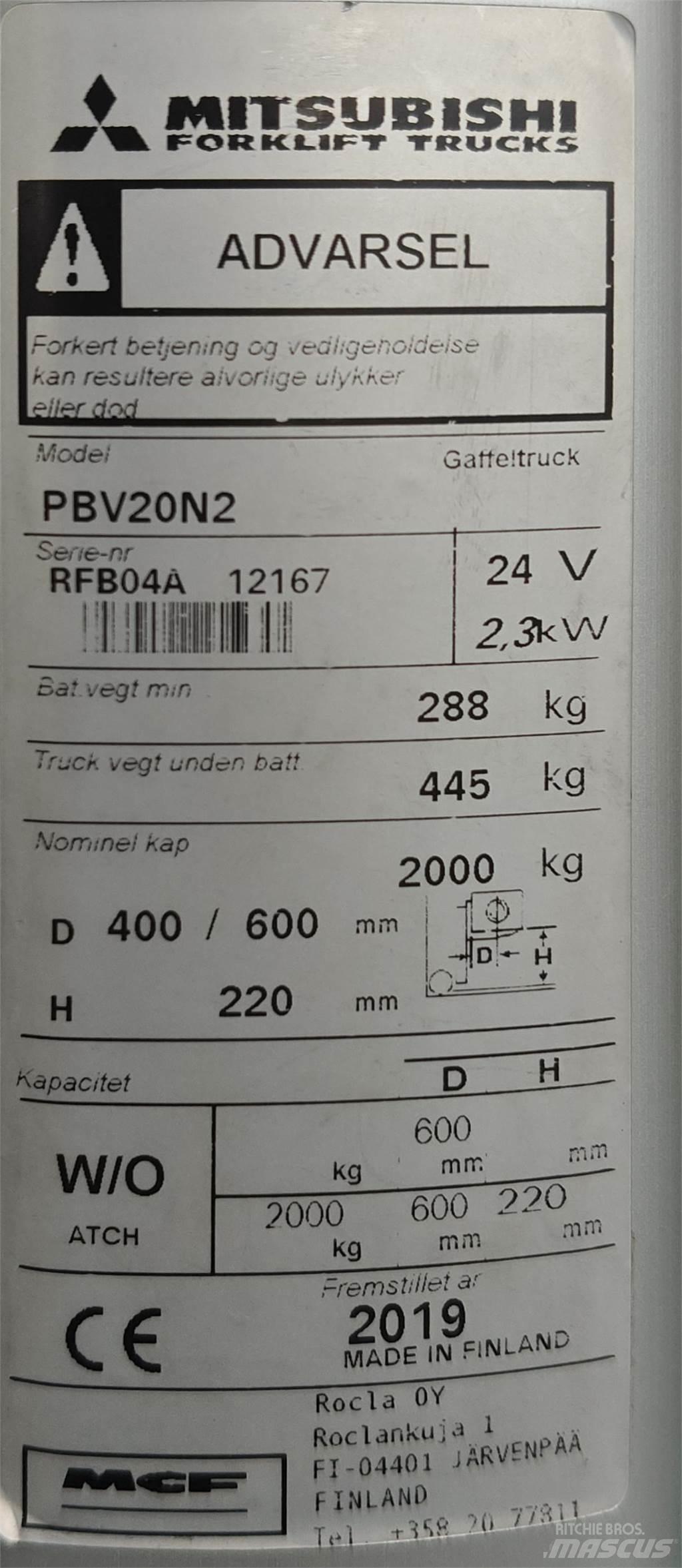 Mitsubishi PBV20N2 Forklift trucks - others