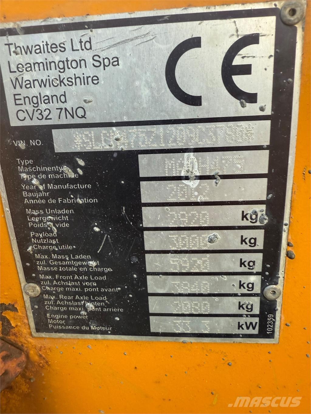 Thwaites 3 tons Site dumpers
