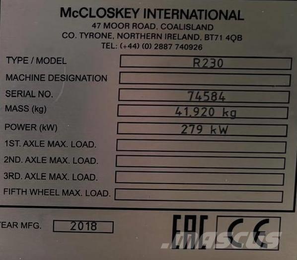 McCloskey R230 Screeners