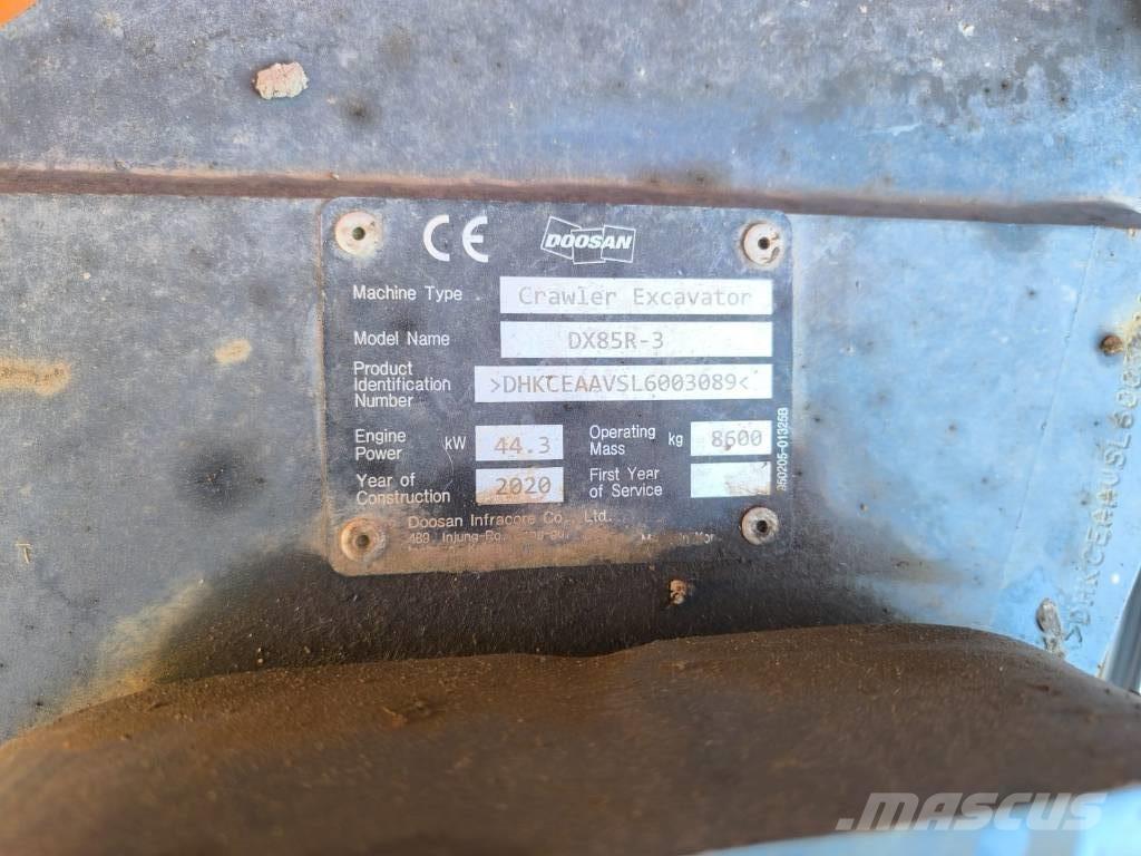 Doosan DX 85 R-3 Midi excavators  7t - 12t