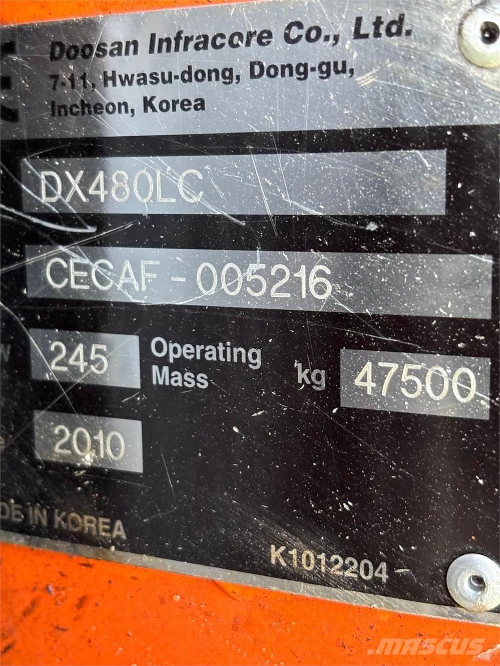 Doosan DX480LC Crawler excavators