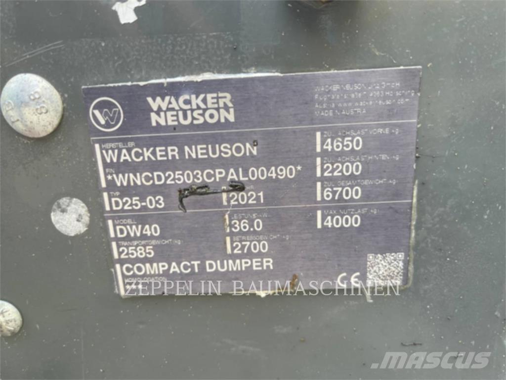 Wacker DW40 Articulated Dump Trucks (ADTs)