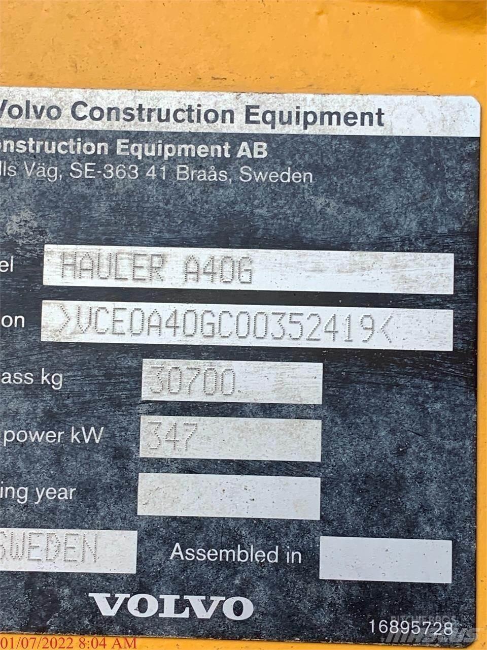 Volvo A40G Articulated Dump Trucks (ADTs)