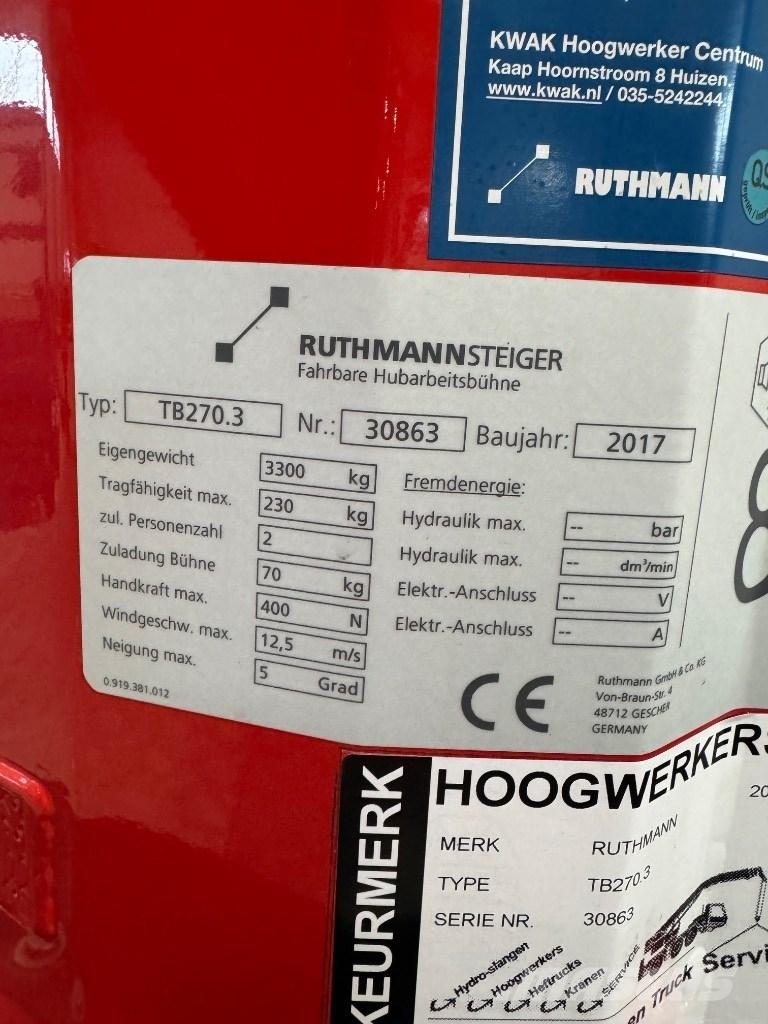 Ruthmann TB 270 Truck & Van mounted aerial platforms