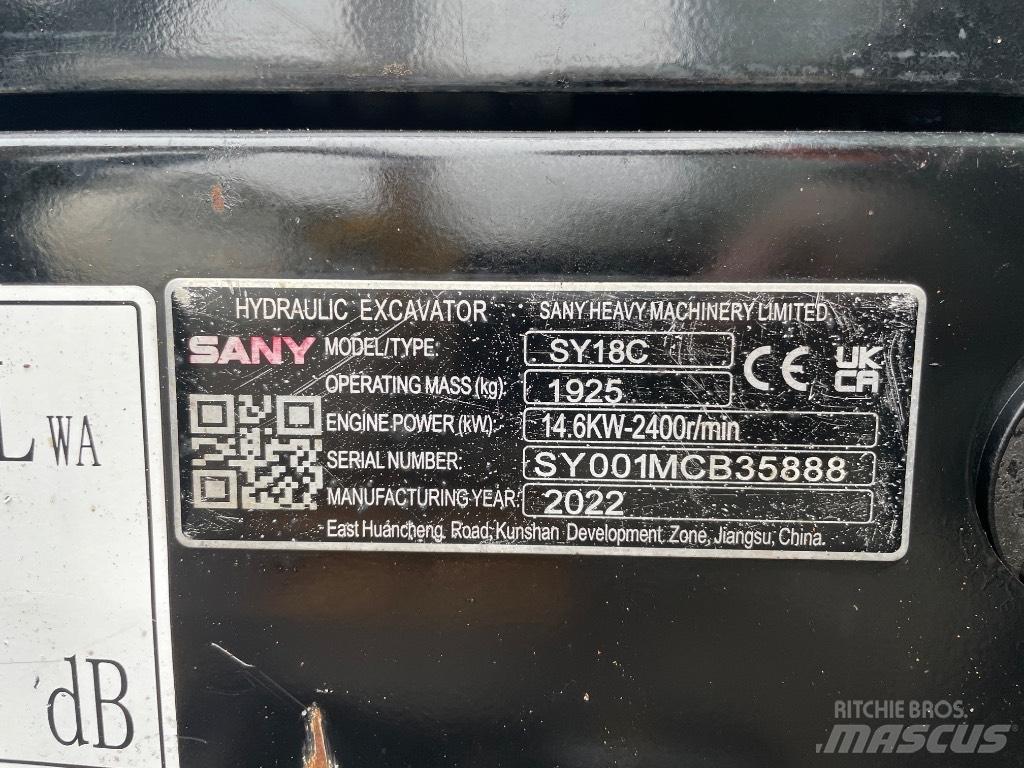 Sany SY 18 C Mini excavators < 7t (Mini diggers)