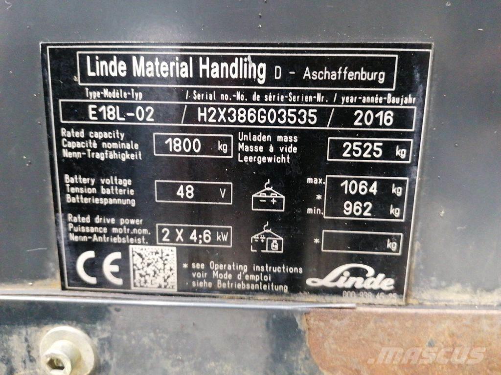 Linde E18L-02 Electric forklift trucks