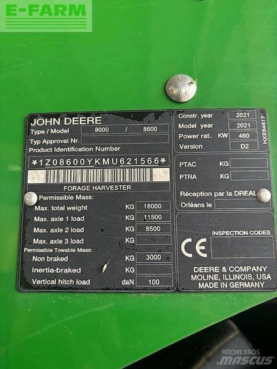 John Deere 8600 Self-propelled foragers