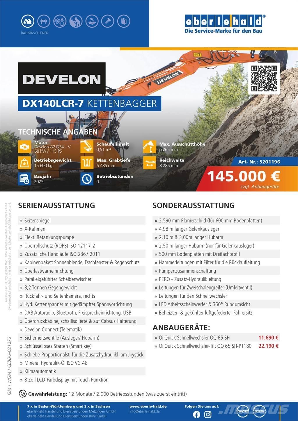 Develon DX140LCR-7 Crawler excavators