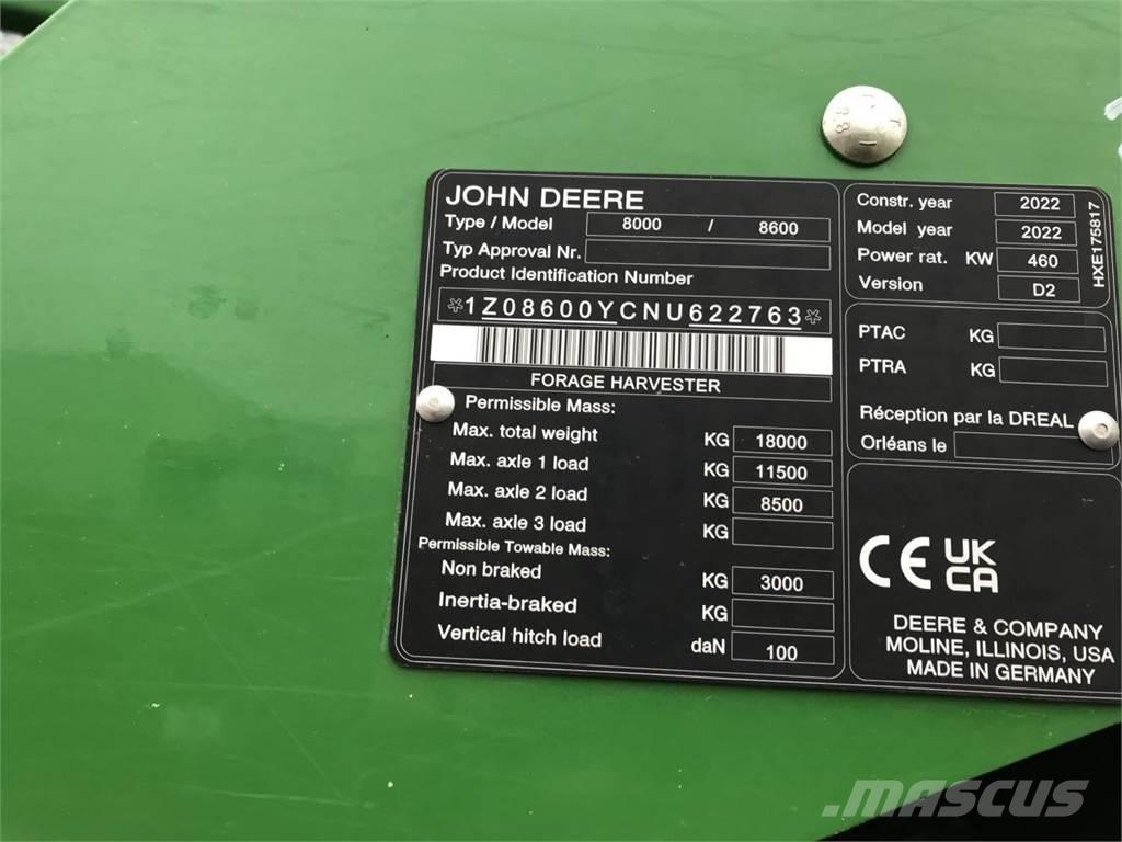 John Deere 8600 Self-propelled foragers