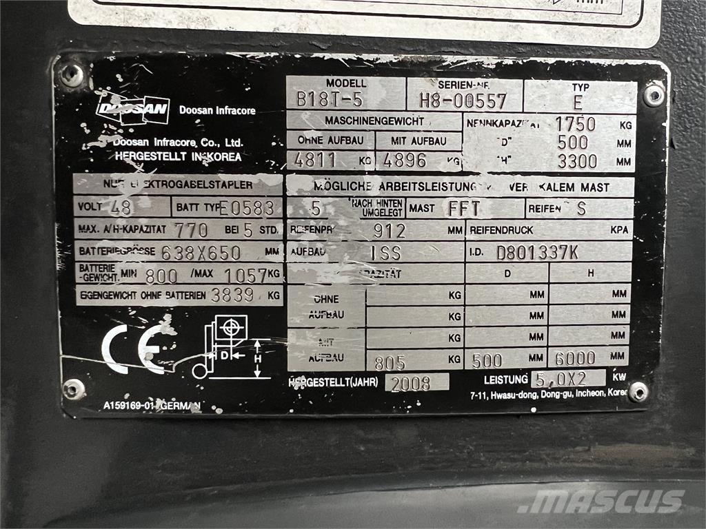Doosan B18T-5 Electric forklift trucks