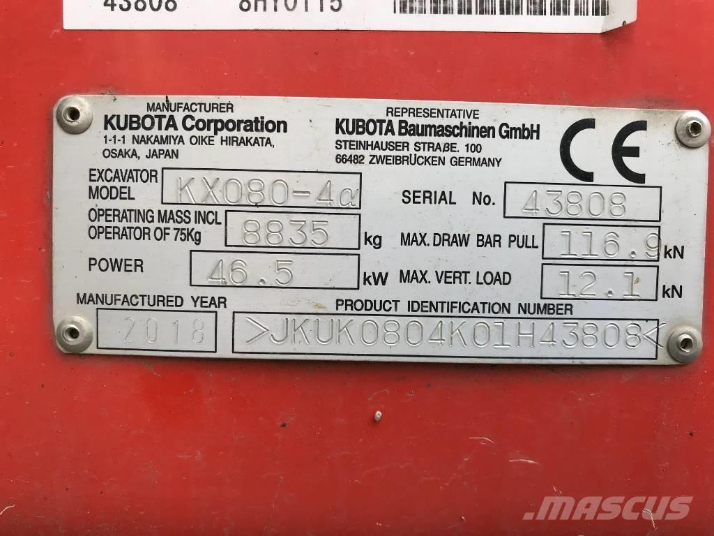 Kubota KX 080-4 Midi excavators  7t - 12t