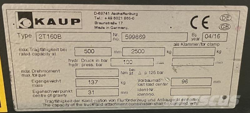 Kaup 2T160B Other attachments and components