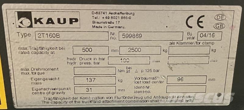 Kaup 2T160B Other attachments and components