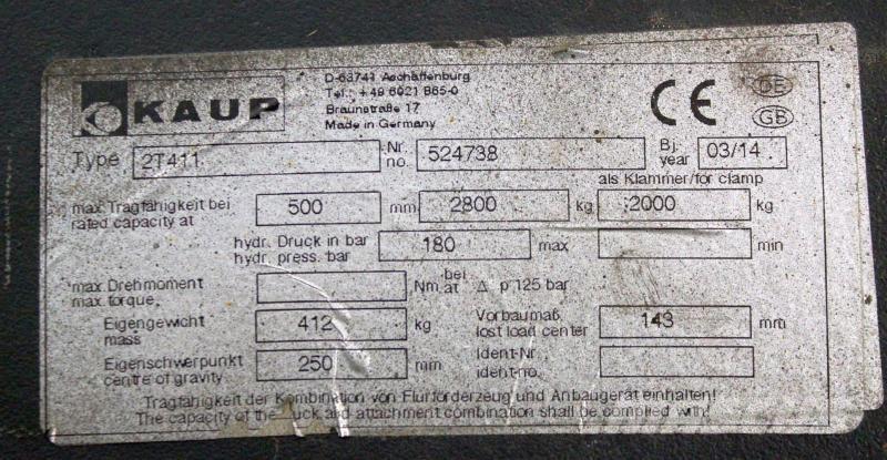 Kaup 2T411 Other attachments and components