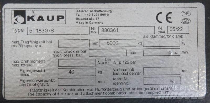 Kaup 5T183G/S Other attachments and components