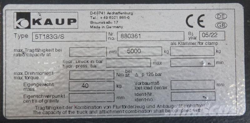 Kaup 5T183G/S Other attachments and components