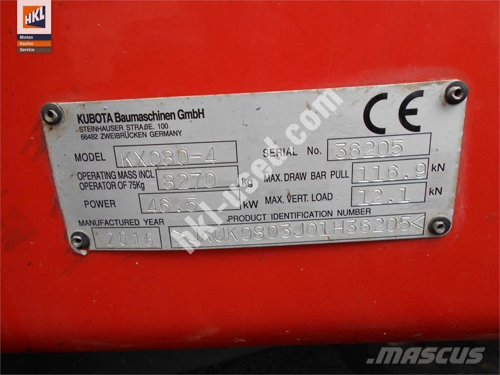 Kubota KX 080-4 Mini excavators < 7t (Mini diggers)
