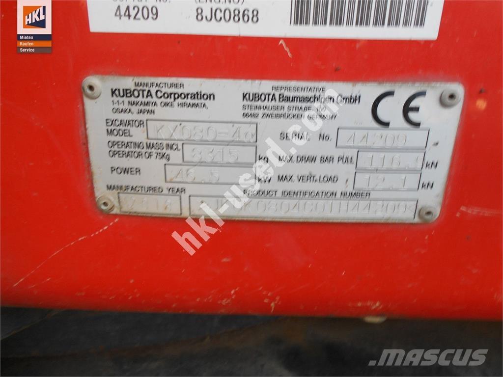 Kubota KX 080-4 Mini excavators < 7t (Mini diggers)
