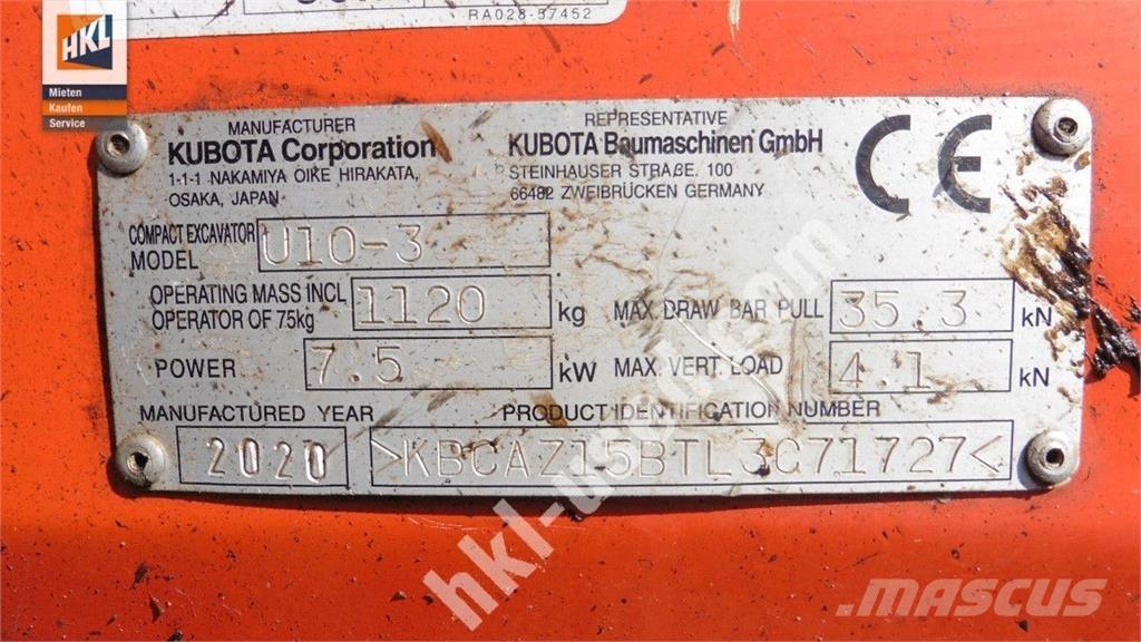 Kubota U 10-3 Mini excavators < 7t (Mini diggers)