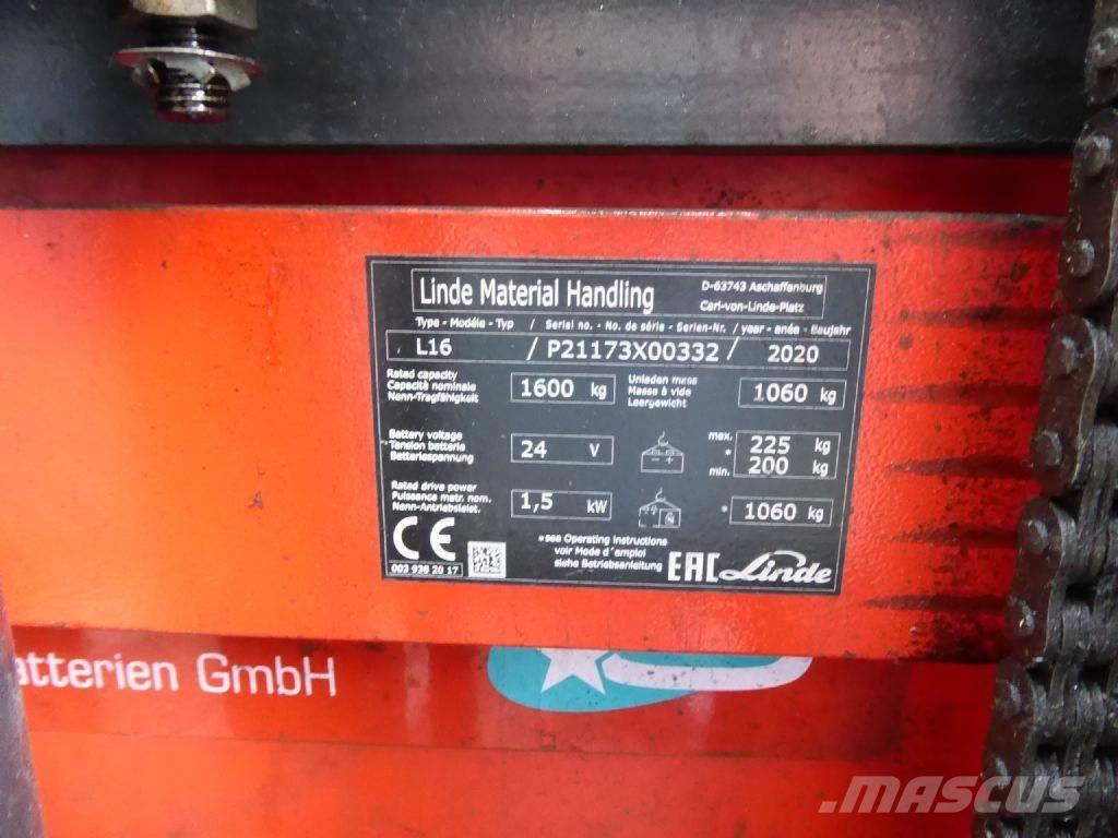 Linde L16 Pedestrian stacker