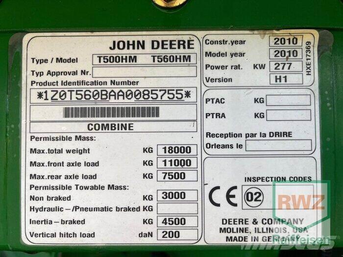 John Deere T560 Combine harvesters