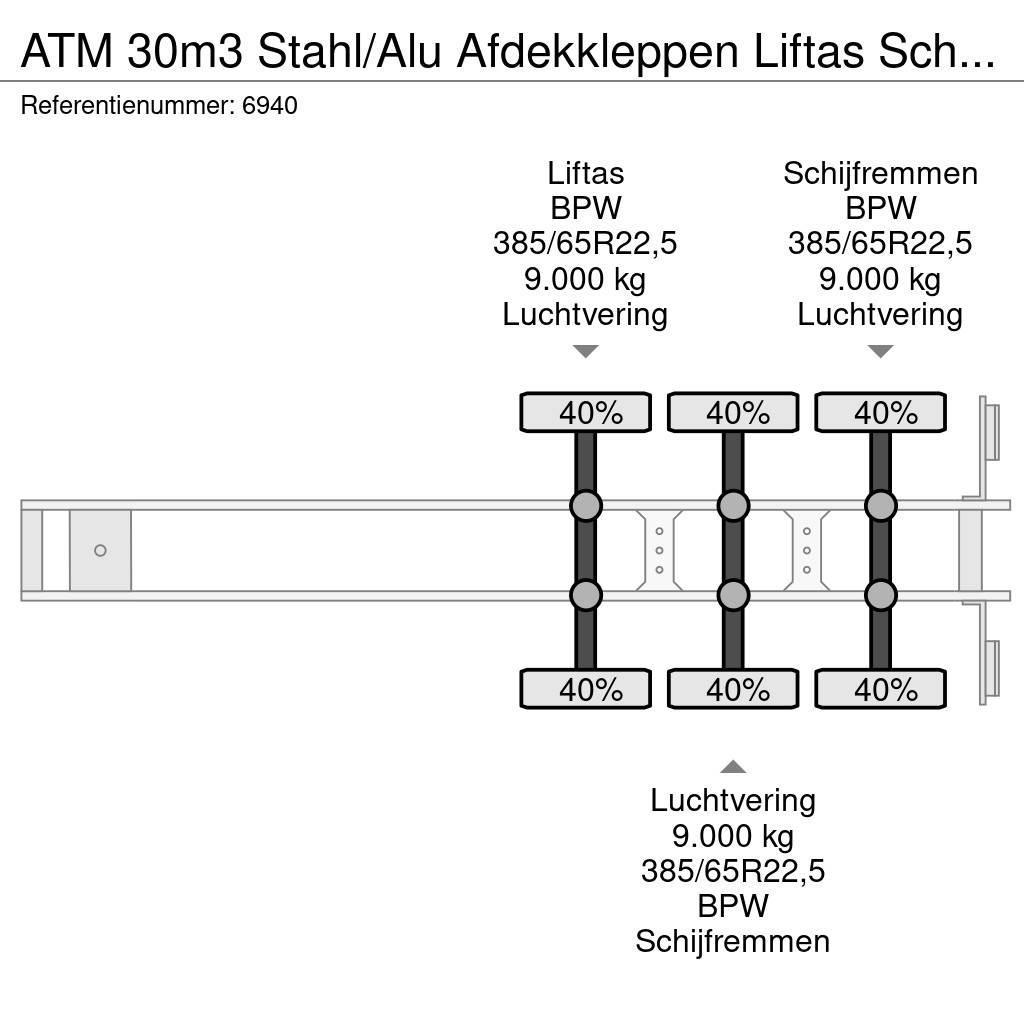 ATM 30m3 Stahl/Alu Afdekkleppen Liftas Scheibenbremsen Tipper semi-trailers