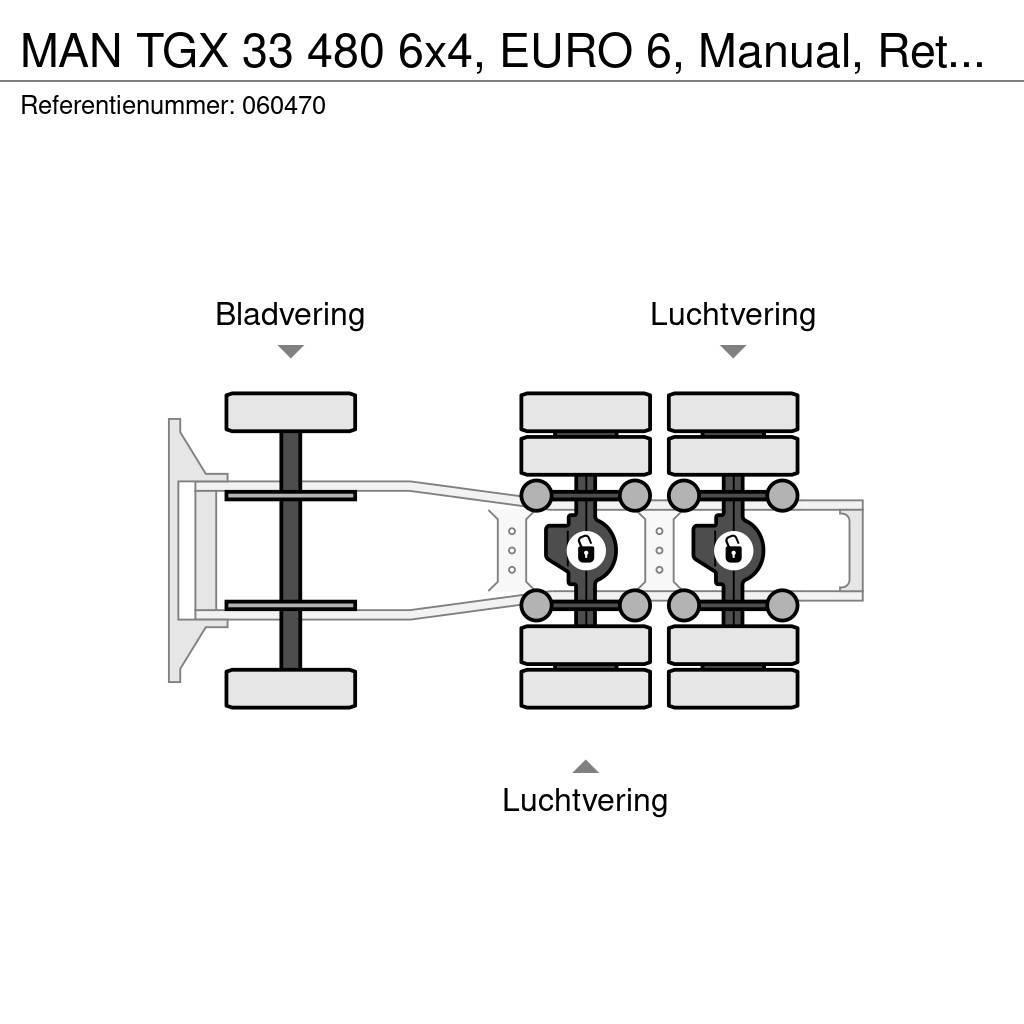 MAN TGX 33 480 6x4, EURO 6, Manual, Retarder Tractor Units